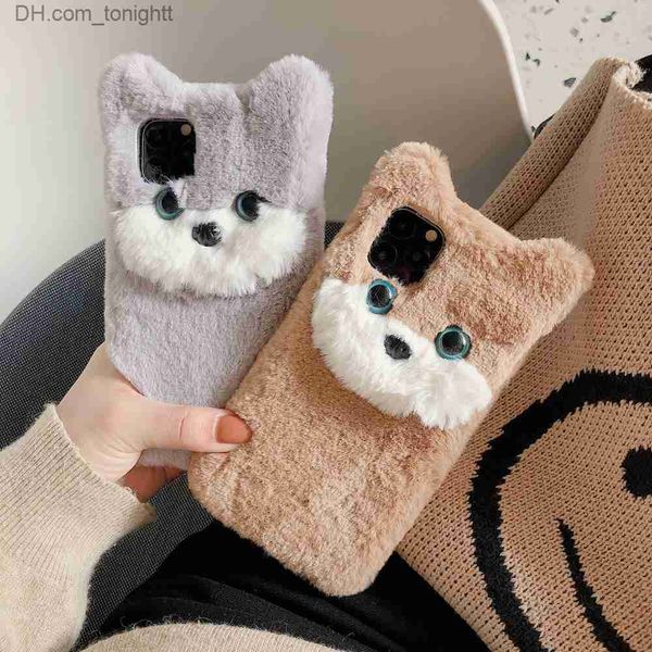 Cell Phone Cases Cozy Cartoon Pattern Soft Furry Phone Cases Fur fluffy Warm Case Covers for Iphone 7 8plus Xr XsMax 11 12 13 Pro Max Z230727