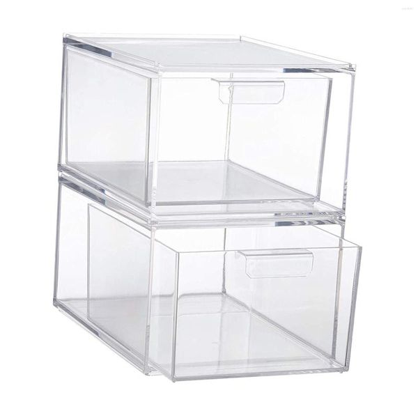 Aufbewahrungsboxen 2x Klarsichtbox zum Organisieren von Desktop-Sundries-Behältern aus Acryl für Haarschmuck, Schmuck, Kosmetik