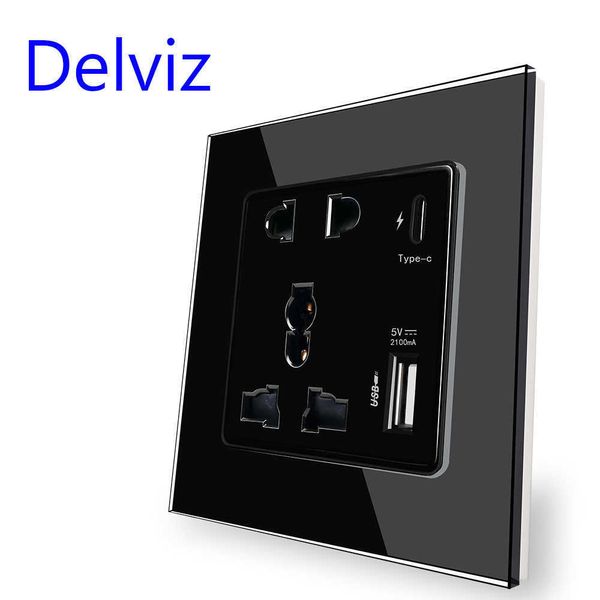 Plugues de energia inteligentes Delviz com soquete de porta tipo C 18W 4000mA Smart Quick Charge saída de interface dupla doméstica embutida 1A1C tomada de energia de parede HKD230727