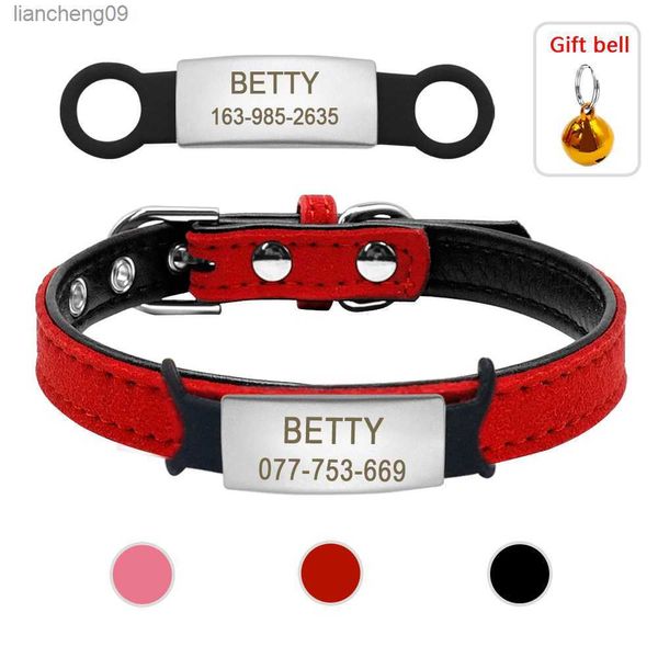 Collare personalizzato per cani in pelle scamosciata Collare personalizzato con targhetta identificativa per gatti con incisione personalizzata per cani di taglia piccola e media Gatti Regalo gratuito Campana rosa L230620