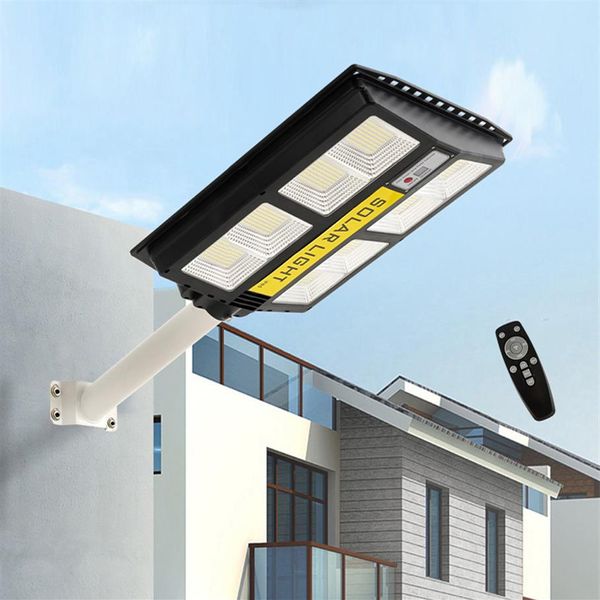Haste telescópica Solar LED Lâmpadas de rua PIR Sensor de movimento Lâmpada de temporização Controle remoto Tudo em uma Luz de parede para Plaza Garden ao ar livre 291U