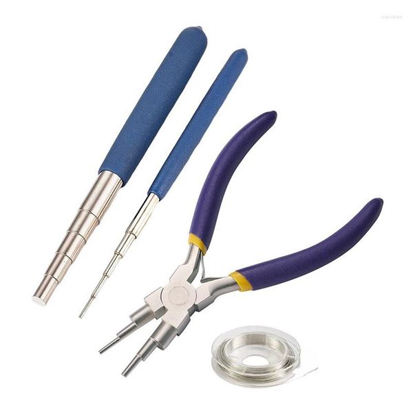 Scatole di immagazzinaggio 4 Pz/set Wire Wrapping Tool Creazione di gioielli fai da te con 10 anelli di dimensioni Pinze a becco tondo Acciaio per