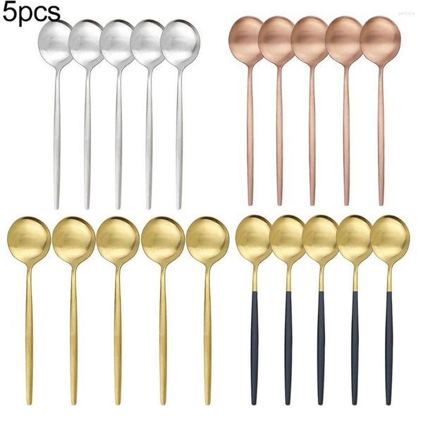 Set di stoviglie 5 pezzi Cucchiaio Posate in acciaio inossidabile Cena Caffè Tè 4 colori Antiruggine Stoviglie durevoli Utensili da cucina Gadget