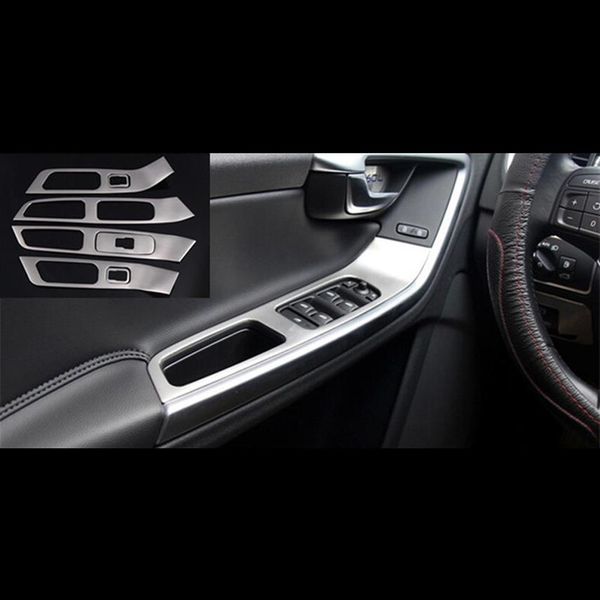 7pcs Paslanmaz Çelik Kapı Koltuk Paneli Dekorasyon Penceresi Cam Kaldırıcı Çerçeve Trim Volvo XC60 S60 V60 Araba Stilleri334D