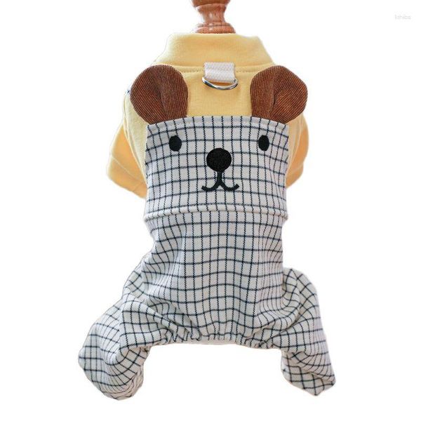 Hundebekleidung Bär Overall für kleine Jungen Mädchen Haustier Frühling Sommer Outfit Mantel Jacke Kleider und karierte Hosen Pudel Zubehör