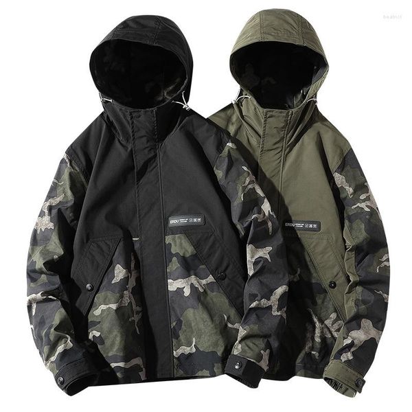 Мужские куртки 2023 Весенняя осень мужские мужчины камуфляжная куртка с капюшоном Харадзюку Корея