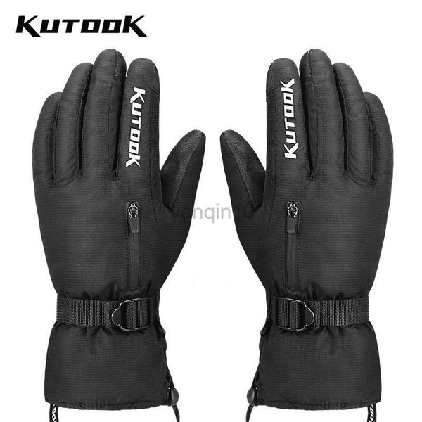 Luvas de esqui KUTOOK luvas térmicas de esqui de inverno à prova d'água luva à prova de vento proteção punho esqui snowboard para homens e mulheres MTB luvas para snowmobile HKD230727