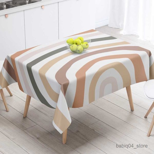 Toalha de mesa estilo toalha branca arco-íris capa de mesa anti-mancha à prova d'água retangular decoração de casamento R230727