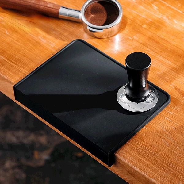 Combs Coffee Tiper Mat Tamping Rest Holder Corner Pad Black Office Bar Shop Silicone Espresso Tamping Mat Tamping Station