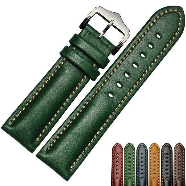 Cinturini per orologi Cinturino in vera pelle cinturino fatto a mano 18 20mm 22mm cinturino per orologio verde blu cinturino da polso da polso all'ingrosso 230727