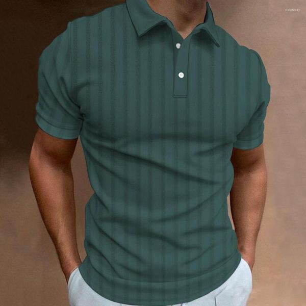 Мужские Polos 2023 Летние сетчатые топы быстрое сухой одежда Polo рубашка 3D Prints Stripes Blous