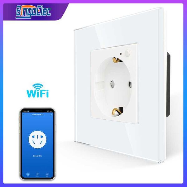 Plugues de energia inteligentes Tomada inteligente Monitor de energia WiFi Tomada de parede de vidro inteligente Plugue seguro 220V Trabalhe com Tuya Alexa Smart Home Bingoelec HKD230727