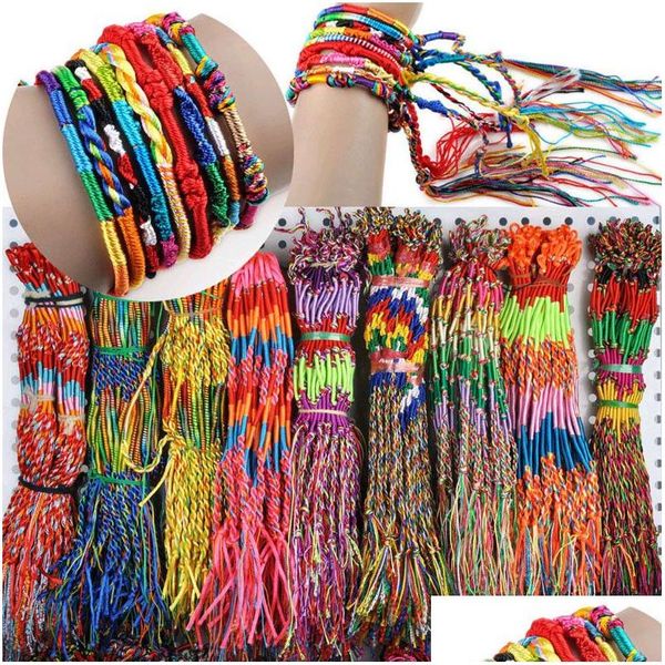 Bracciali Arti e Mestieri Ragazze Luxury Colorf Viola Infinity Gioielli fatti a mano Braid Cord Strand Bracciali intrecciati dell'amicizia Goccia Deli Dhqkg