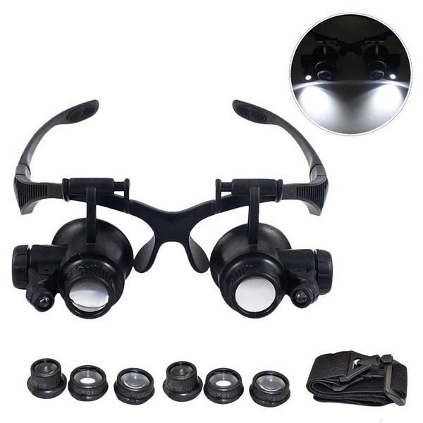 Lupen 10X 15X 20X 25X Doppelte Augenbrille Lupenkopf Tragende Lupenbrille Headset Mit LED-Licht Für Die Reparatur Von Uhren Schmuck 230726