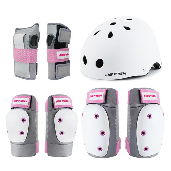 Equipamento de proteção para patinação esportiva profissional para joelho, suporte para cotovelo, protetor de pulso, conjunto de capacete, protetor de skate para crianças, adulto 230726