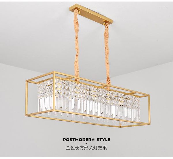 Подвесные лампы американская легкая роскошная столовая люстра современная минималистская лампа хрустальный стол длинная полоса домохозяйство