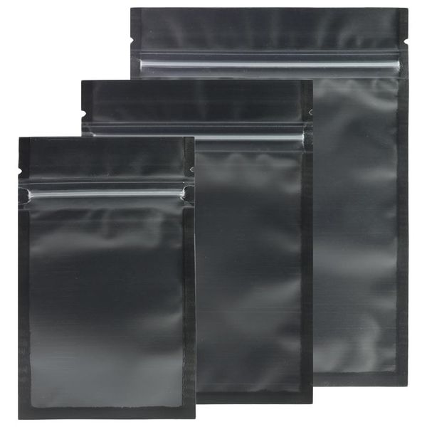 Tamanhos sortidos fosco transparente preto preto zip lock sacos 100pcs PE plástico plano Ziplock pacote saco 201022303Q