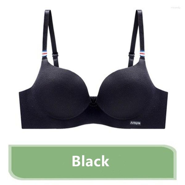 Set di reggiseni Set di biancheria intima Reggiseno di seta di ghiaccio britannico semplice francese Reggiseno di un pezzo spesso senza anello in acciaio Mutandine da donna