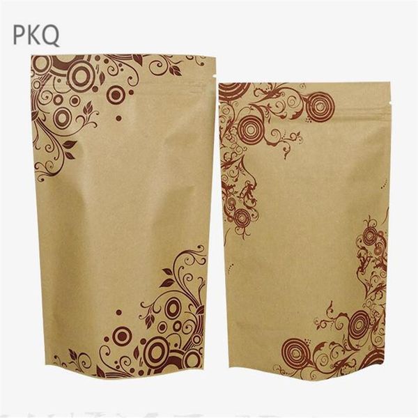 100 Stück Ganze Kleine Druckverschlussbeutel Kraftpapier Standbodenbeutel Aluminiumfolie Reißverschlussbeutel Aufbewahrungsbeutel Wiederverschließbare Verpackungsbeutel304H