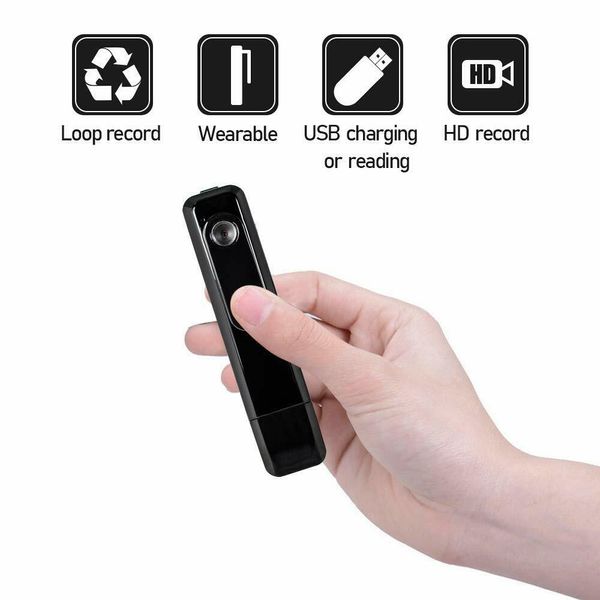 1080p HD Taşınabilir Arka Klipli Kamera Mini El Handfree Vücut Giyilebilir Giyilebilir USB Şarj Edilebilir Cep Video Kaydedici Vlog için Ses Kayıtlı YouTube Record Life Pro