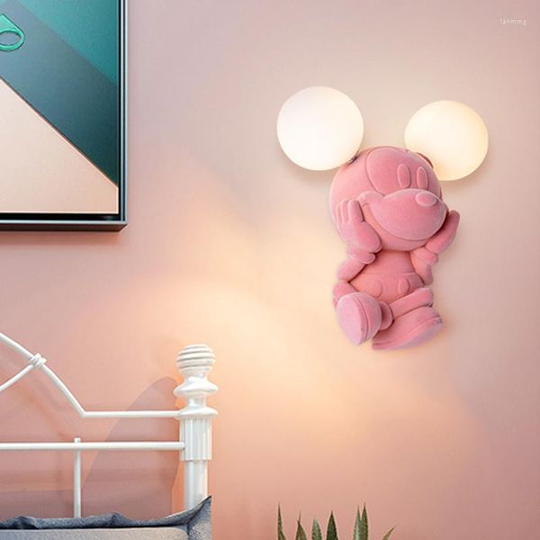 Duvar lambası sevimli maymun ayı fare çocuk odası LED G4 ampul reçine bebek ışık fikstürü kız çocukları dekoru