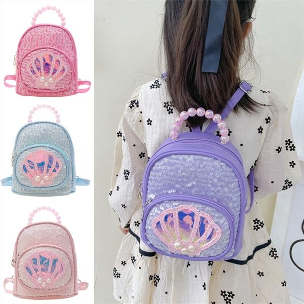 Rucksäcke Baby Mädchen Kindergarten Schultasche Kinder Casual Nette Einkaufstour Cartoon Pailletten Shell Prinzessin Aufbewahrungstaschen 230726