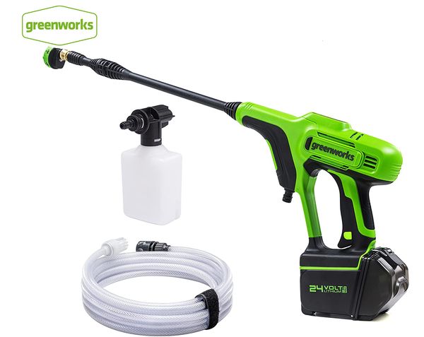 Mangueiras greenworks 24v Lavadora de alta pressão 24Bar 400w Limpador de pistola autoescorvante Limpador doméstico portátil recarregável sem fio 230727