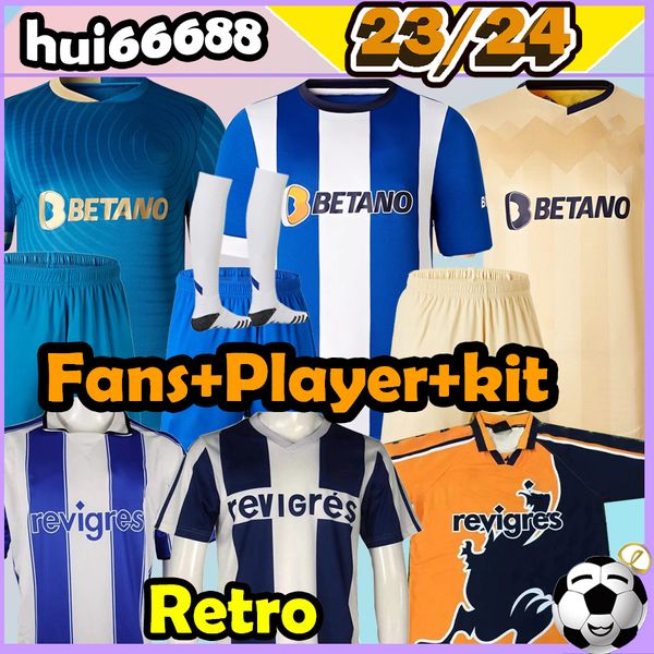 23/24 PortOs Fußballtrikots Retro 1990–2004 CAMPEOES EVANILSON VITINHA MEHDI PEPE SERGIO OLIVEIRA MEHDI LUIS DIAZ MATHEUS Heim-Auswärts-Fußballtrikot, drittes Fußballtrikot, Kinder-Kits