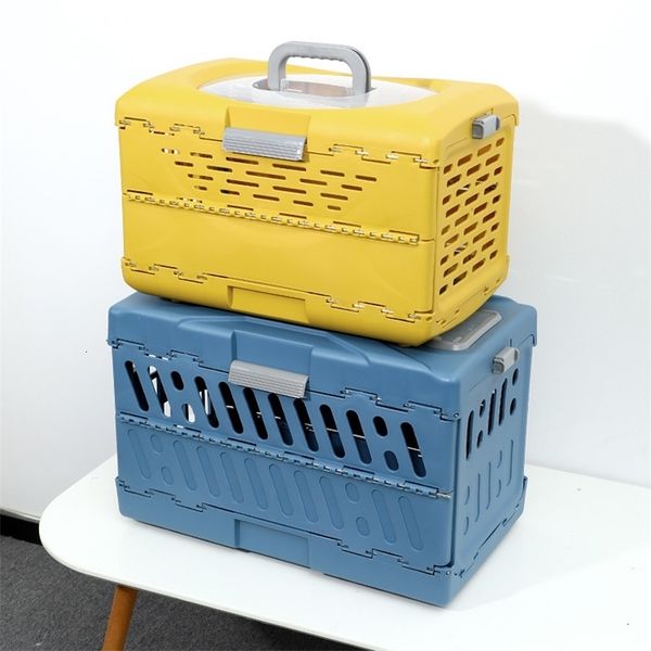 Cat s Crates Houses Portable Cat Cage Foldable Flight Case Chenil pour Sortie Check-in Box Pet Supplies Respirant Cat Transport Bag Plastique 230726