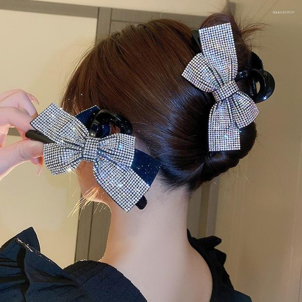 Haarspangen KAITIN Eingelegte Strass-Acryl-Schleife für Frauen, stilvoller Stil, lockiger Clip, hochwertiger Party-Schmuck