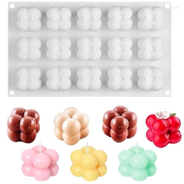 Backformen 15 Hohlräume Silikon Bubble Ball Kuchenform Mini 3D Würfel Mousse Pudding Gelee Dessert Kerze Seifenform