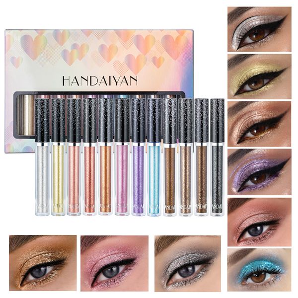 Body Glitter 12 pçsCaixa Diamond Eye Shadow Cream Makeup Shine Glittering Liquid Eyeshadow Eyeliner LongLast Cosméticos À Prova D' Água 230726