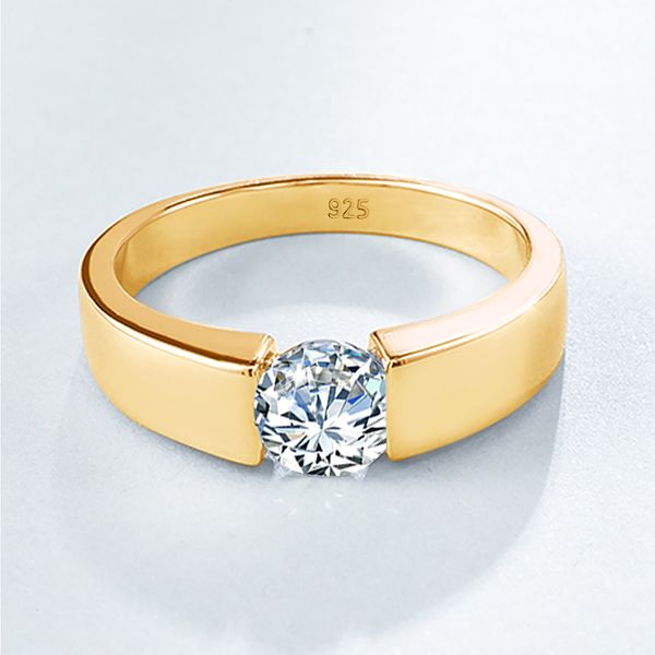 Обручальные кольца 100 925 Серебряное кольцо 1CT 1 COLUR для мужчины с золотым банкет