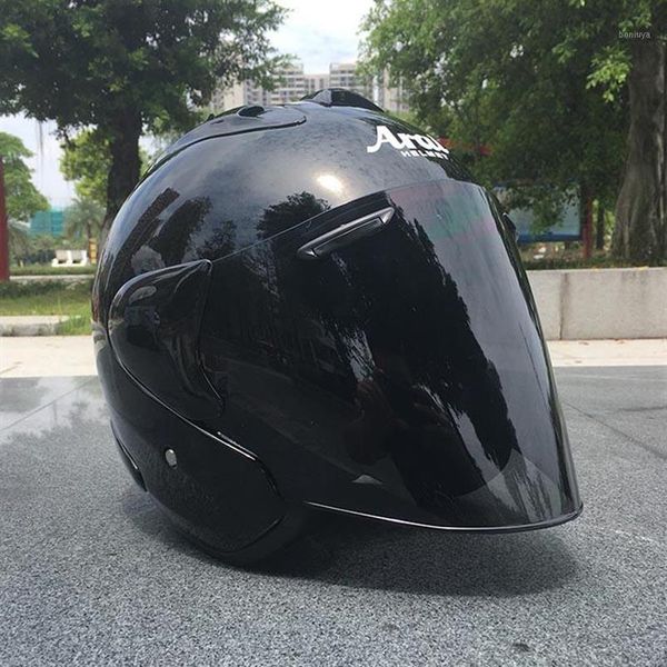 Mezzo casco moto nero sport all'aria aperta uomo e donna Casco moto da corsa viso aperto approvato DOT1253g