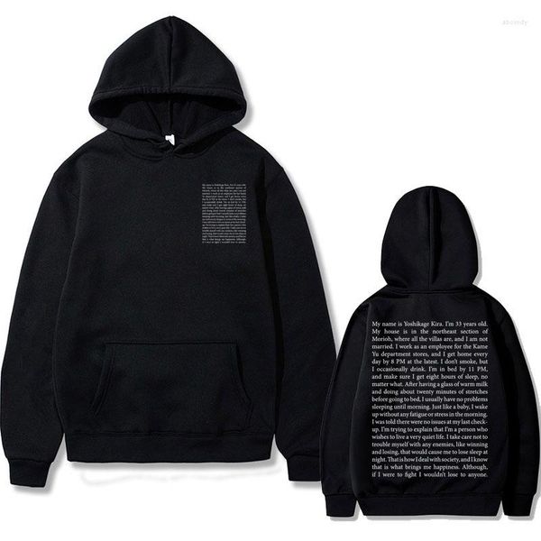 Herren Hoodies Dark Mode My Name Is Yoshikage Kira Hoodie Männer Frauen Mode Oversize Sweatshirt Männlich Cool Brief Streetwear Unisex Tops