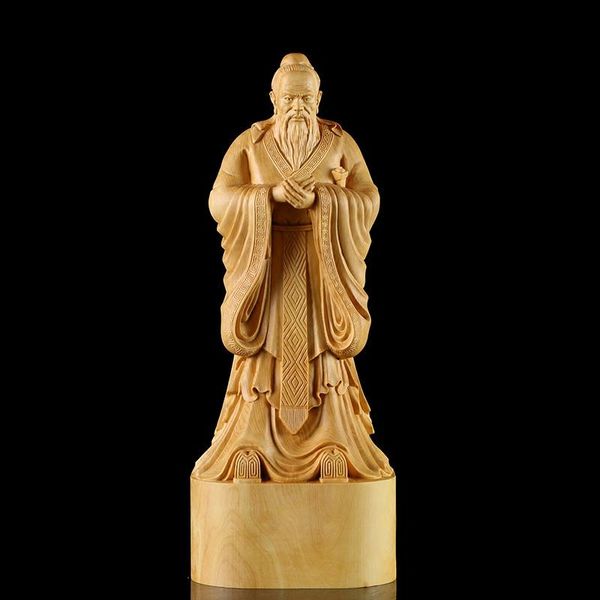 Sculture 15/20 cm Statue Confucio Legno intagliato Confucius Cultural Gifts Insegnanti Figura intagliare l'artigianato Feng Shui