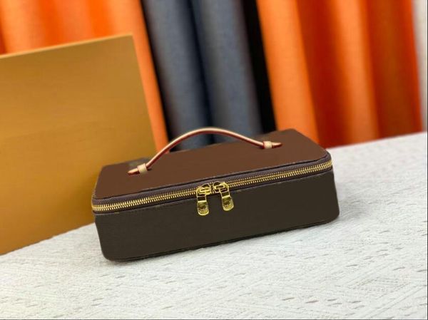 Designers Caixa de armazenamento de flor marrom Couro Jóias de viagem Novo conjunto Caixa de armazenamento de viagem Bagagem Moda Caixas de baú Malas Bolsas bolsa de cosméticos bolsa de mão