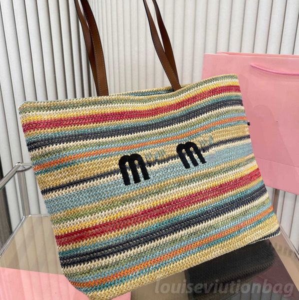 Вечерние сумки большая мода Miui Basket Strave Fashion Womens Luxurys Designer Summer Miu Beach Плетен для плеча женщина сумочка сумочка сумки 103707