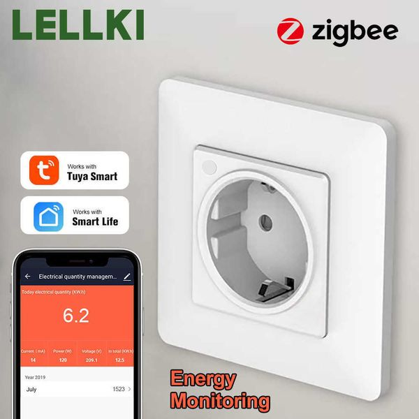Plugues de energia inteligentes Tuya Smart Wall Socket 220V ZigBee UE soquetes elétricos padrão da Rússia Espanha Plug Smart Life com Alexa Home Monitoring HKD230727