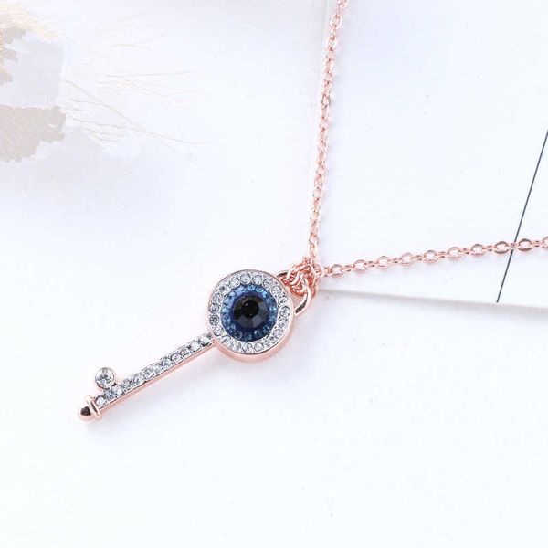 Designer Swarovski Halskette Swarovski Hot Selling Devil's Eye Key Damen Minimalistisches Temperament Roségold Blue Eye Anhänger Kragen ChaincAAA