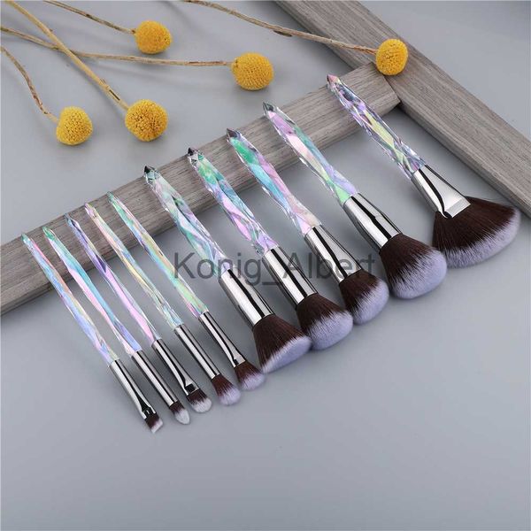 Pennelli per il trucco KOSMETYKI 10PCS Set di pennelli per trucco in cristallo Polvere in polvere Blush Contouring Fondotinta Ombretto Correttore Strumenti di bellezza Set completo x0727