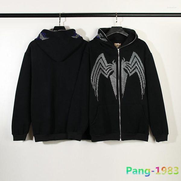 Erkek Hoodies Creative Diamond Logo Hoodie Erkekler Kadın Yüksek Kaliteli Zip Kapüşonlu Sweatshirt Retro Sokak Kazak