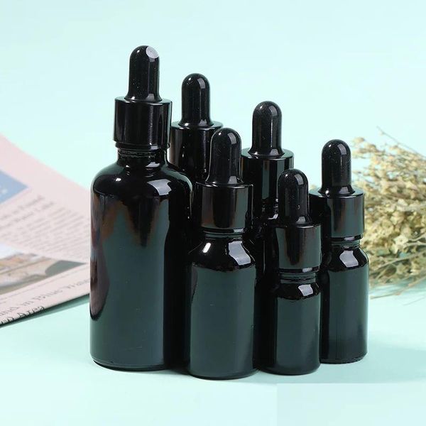 Verpackungsflaschen 5 ml-50 ml Reagenz-Augentropfenflasche Schwarzglas Aromatherapie-Flüssigkeitspipette Ätherisches Öl Nachfüllbar Drop-Lieferung aus Dh3Dr