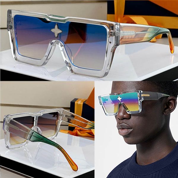 Cyclone Sunclasses Z1832E Masculino Designer Armação transparente em acetato Lentes multicoloridas gradiente Feminino Lentes decorativas de cristal clássico Óculos de marca de luxo 2188 1978