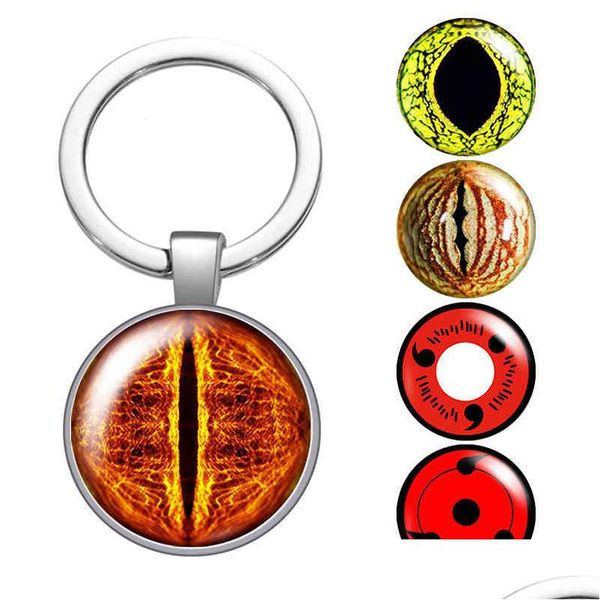 Schlüsselanhänger Lanyards Schüler Auge Schreiben Runde Glas Cabochon Schlüsselbund Tasche Auto Schlüsselanhänger Ring Halter Silber Farbe Für Männer Frauen Geschenke Drop D Dhyuj