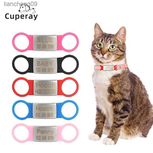 Pet ID Tag Silicone Acciaio inossidabile Cane Gatto Nome personalizzato Collare Etichette incise Accessori Nome Numero di telefono Pet Tags L230620