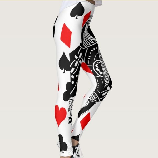 Capris Quickitout Nuovo arrivo Blackwhite Poker con sexy cuore rosso nei leggings femminili poker con stampa diamanta pantaloni sottili