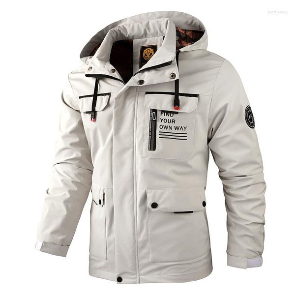 Giacche da uomo Uomo Parka casual con cappuccio Uomo Autunno Inverno All'aperto Cappotti impermeabili di buona qualità Antivento Sottile