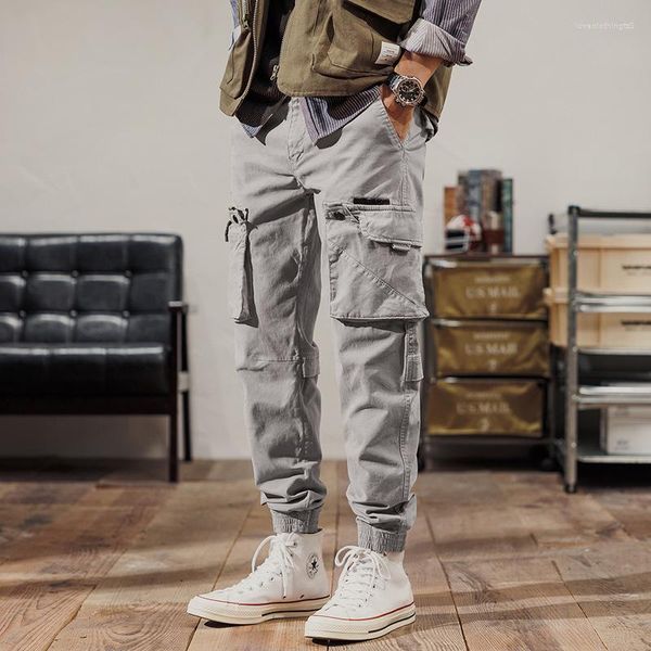 Jeans Masculino Streetwear Moda Masculina Bolso Grande Solto Calça Cargo Casual Hombre Emendada Designer Hip Hop Corredores Calças de Perna Larga