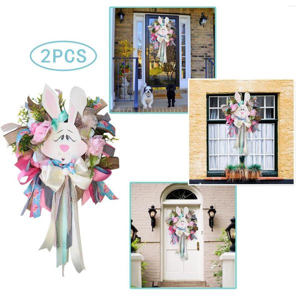 Fiori decorativi 2PC Ghirlanda di Pasqua per la porta d'ingresso Primavera Glam Decor Cuore di cartone Ramoscello piccolo